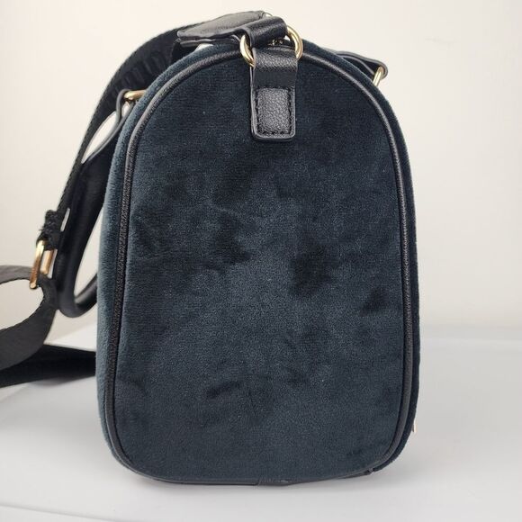Juicy Couture Bag Obsession Satchel Black Velour Velvet Rhinestone Purse Handbag - Picture 13 of 14